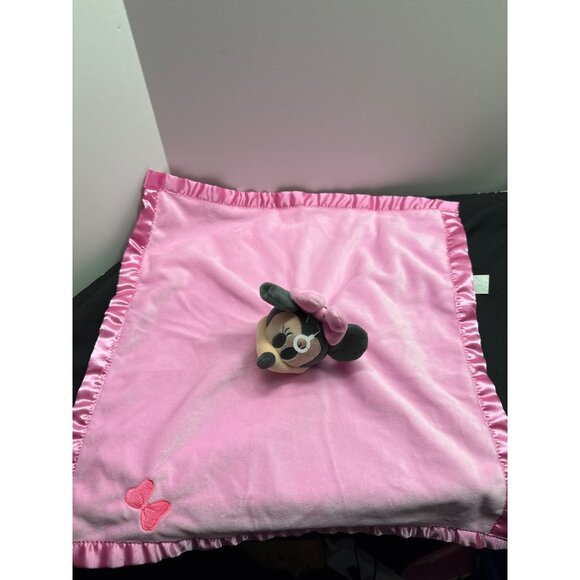 Disney Baby Minnie Mouse Pink Embroirded Bow Soft Minky Lovey Security Blanket L - Picture 6 of 7